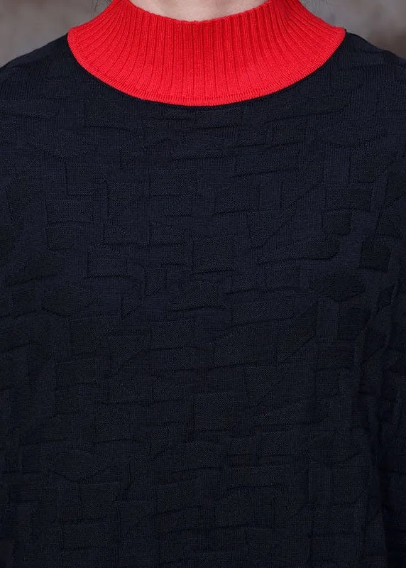 Black Bat wing Sleeve Knit Long Sweater Winter