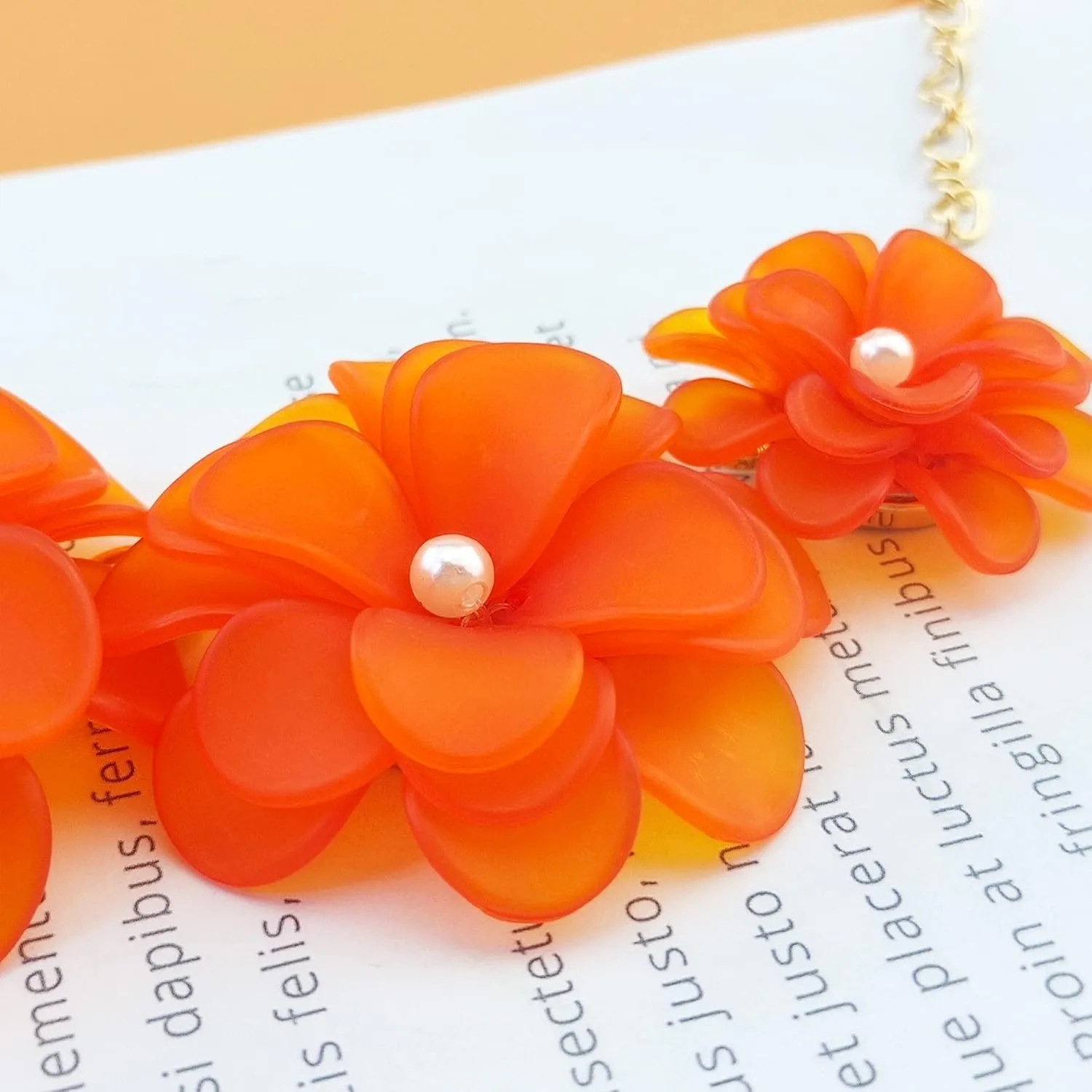 Bocar Flower Collar Necklace, Floral Flower Summer Beach Statement Choker Necklaces for Women and Teen Girls, Handmade Women Jewelry Party Gift