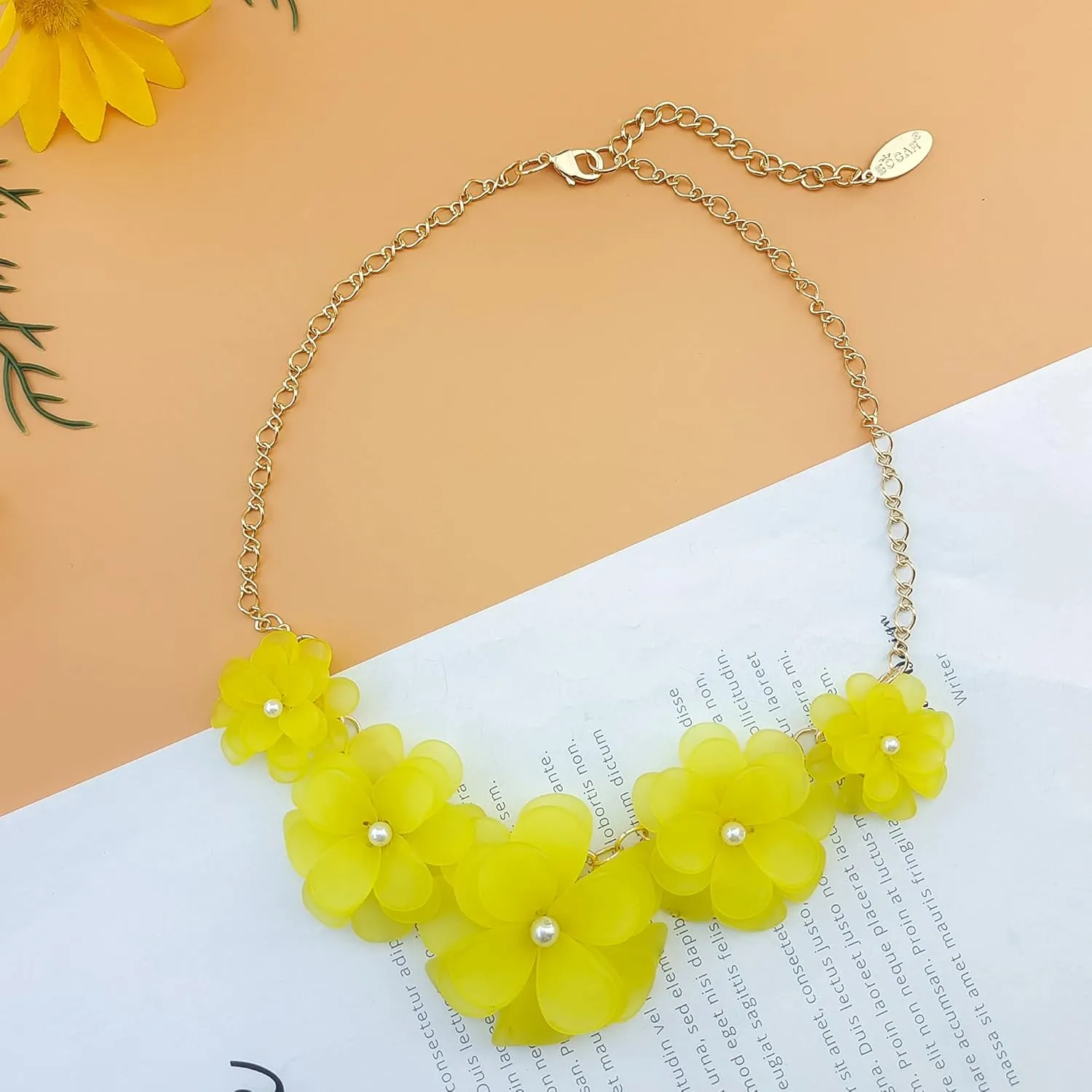Bocar Flower Collar Necklace, Floral Flower Summer Beach Statement Choker Necklaces for Women and Teen Girls, Handmade Women Jewelry Party Gift