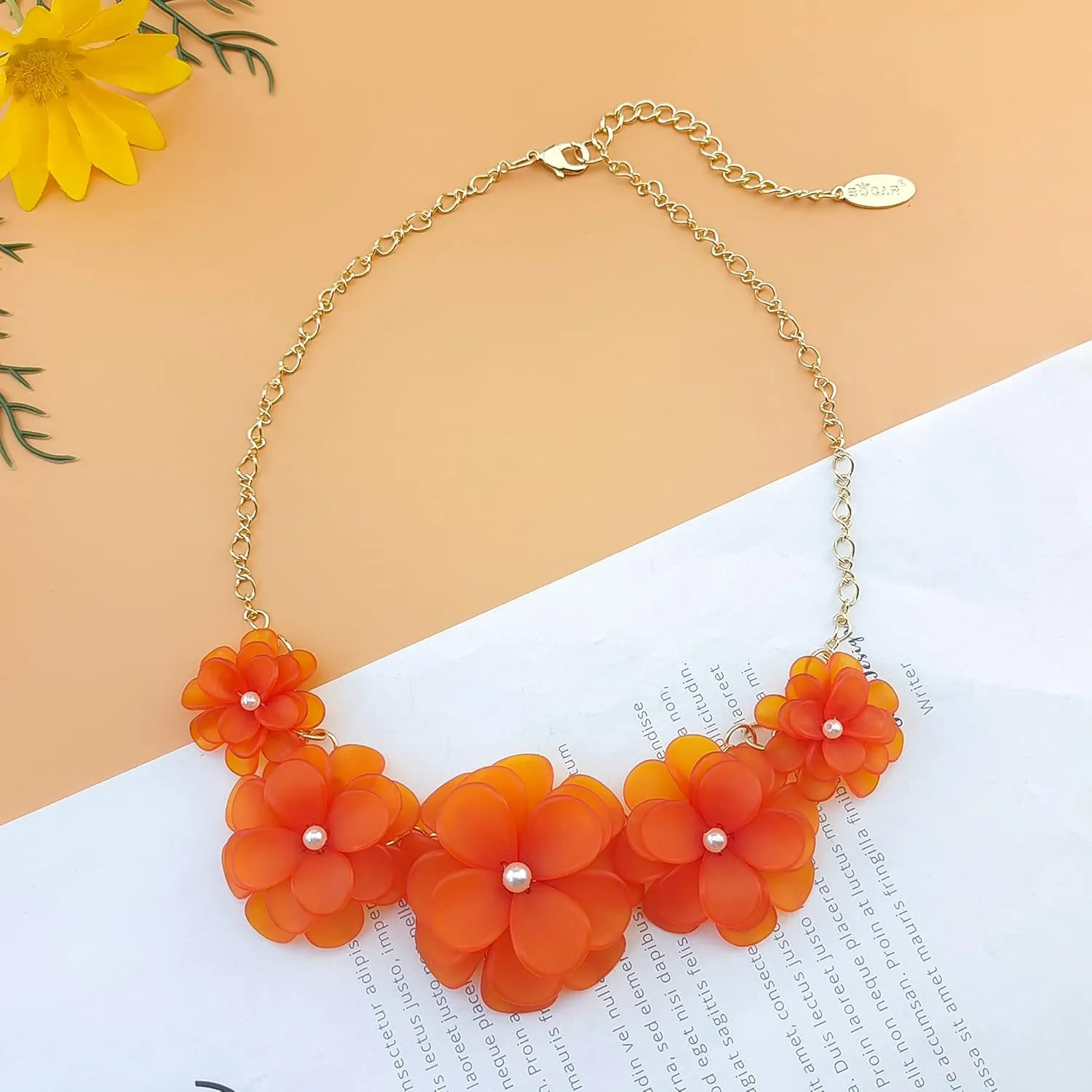 Bocar Flower Collar Necklace, Floral Flower Summer Beach Statement Choker Necklaces for Women and Teen Girls, Handmade Women Jewelry Party Gift