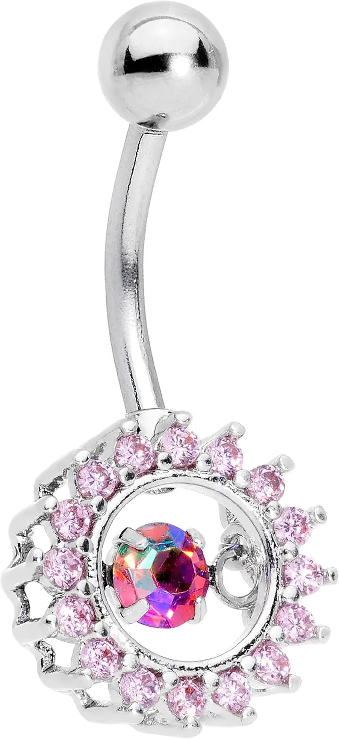 Body Candy 14G Plated Stainless Steel Navel Ring Piercing Elegant Crown Belly Button Ring