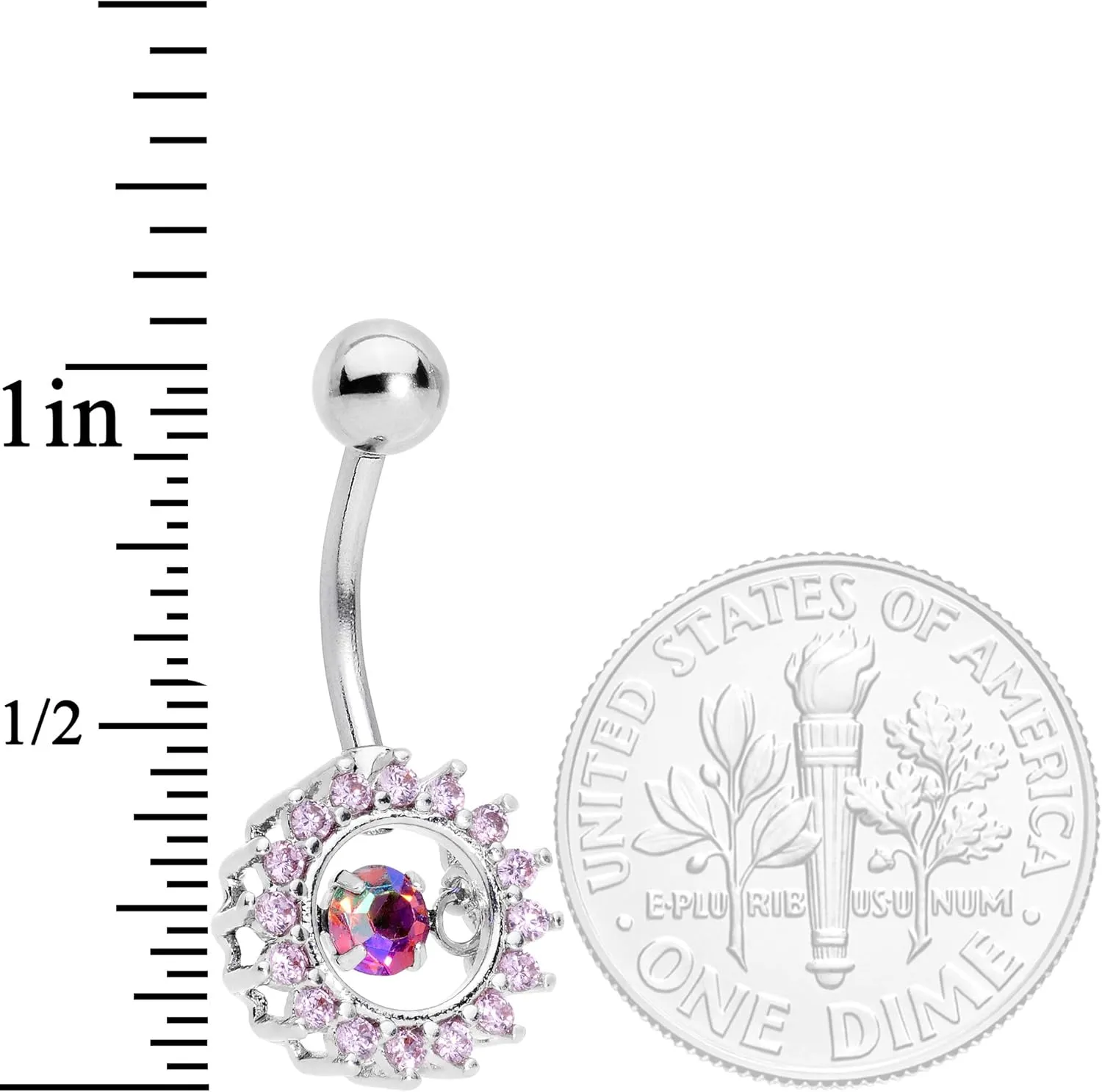 Body Candy 14G Plated Stainless Steel Navel Ring Piercing Elegant Crown Belly Button Ring