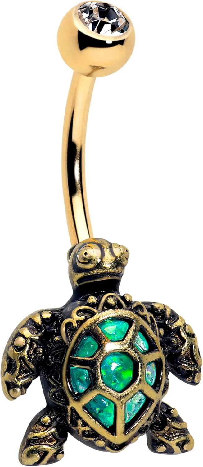 Body Candy Belly Ring - 316L Stainless Steel Navel Ring Piercing Sea Turtle Belly Button Ring for Women Men