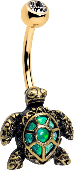 Body Candy Belly Ring - 316L Stainless Steel Navel Ring Piercing Sea Turtle Belly Button Ring for Women Men