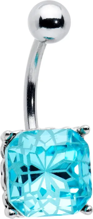 Body Candy Womens 14G 316LStainless Steel Navel Ring Piercing Blue Accent Elegant Mandala Belly Button Ring