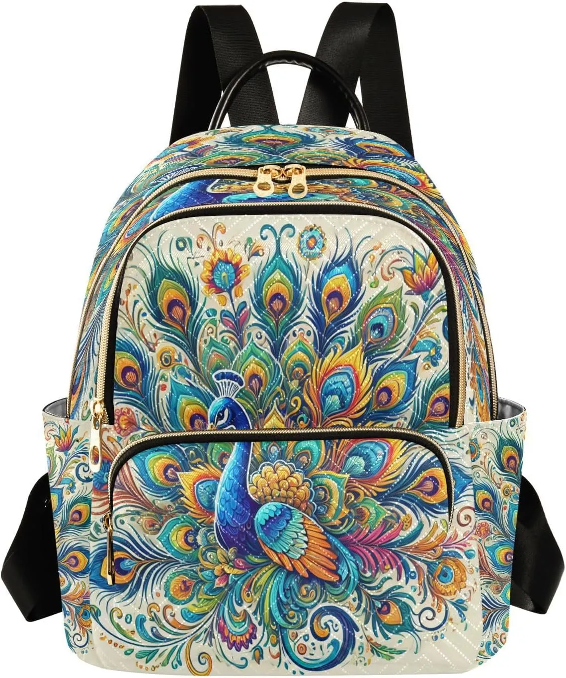 Boho Mandala Animals Mini Backpack Purse for Women Ladies Shoulder Bags for Work Quilted Casual Bookbag Small Travel Daypack M