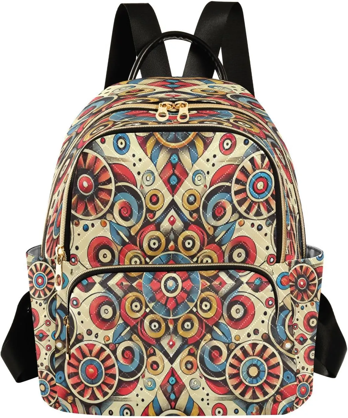 Boho Mandala Mini Backpack Purse for Women Ladies Travel Shoulder Bags Small Casual Bookbag Quilted Daypack for Work M