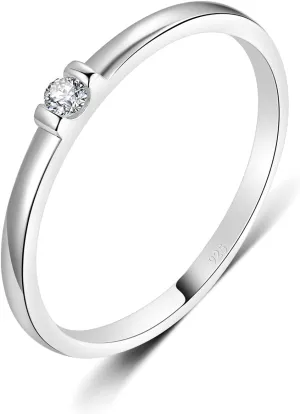 BORUO Cubic Zirconia Ring - 925 Silver Eternity Band - Elegant Crown Rings For Women - Sterling Silver Rings For Women - Silver Wedding and Anniversary Band Women, Size 4-12