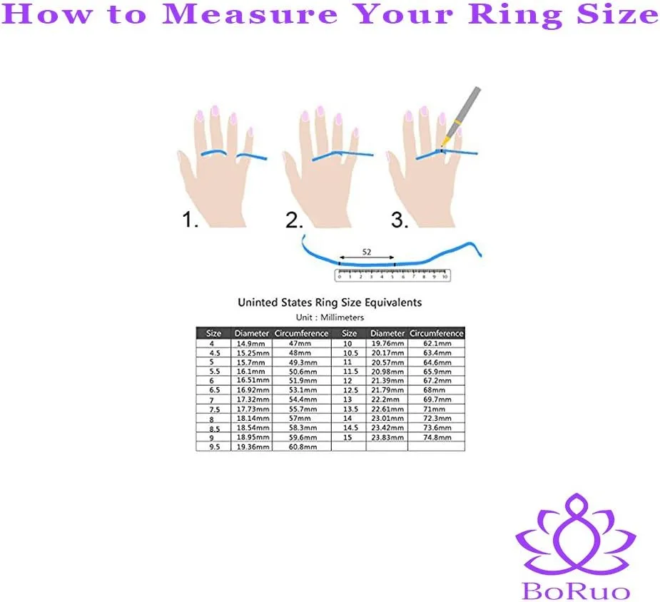 BORUO Cubic Zirconia Ring - 925 Silver Eternity Band - Elegant Crown Rings For Women - Sterling Silver Rings For Women - Silver Wedding and Anniversary Band Women, Size 4-12
