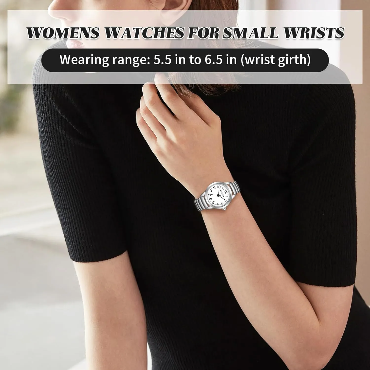 BOSHIYA Small Gold Watches for Women Easy Reader Analog Ladies Quartz Watches with Stainless Steel Expansion Band, Waterproof