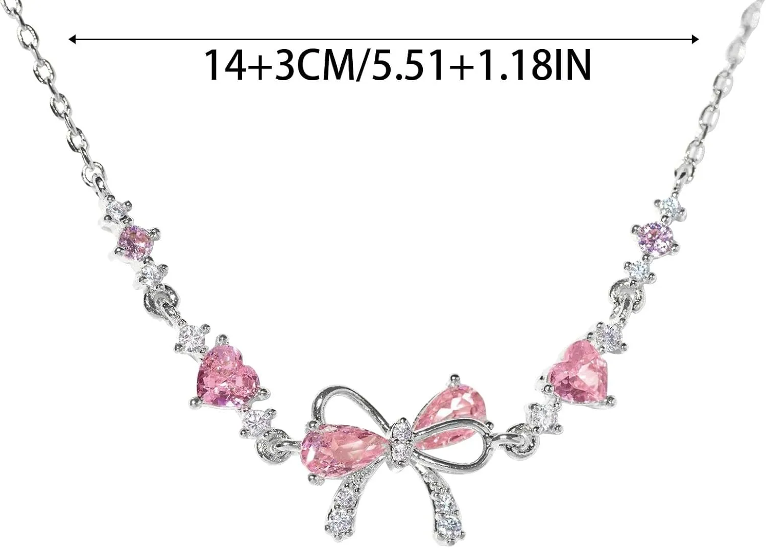 Bow Zircon Bracelet - Friendship is Like a Bow, Adjustable Ribbon Bow Beaded Chain Bracelet, Friendship Bracelets with White Pink Zircon, Women Trendy Bracelet Gift for Her