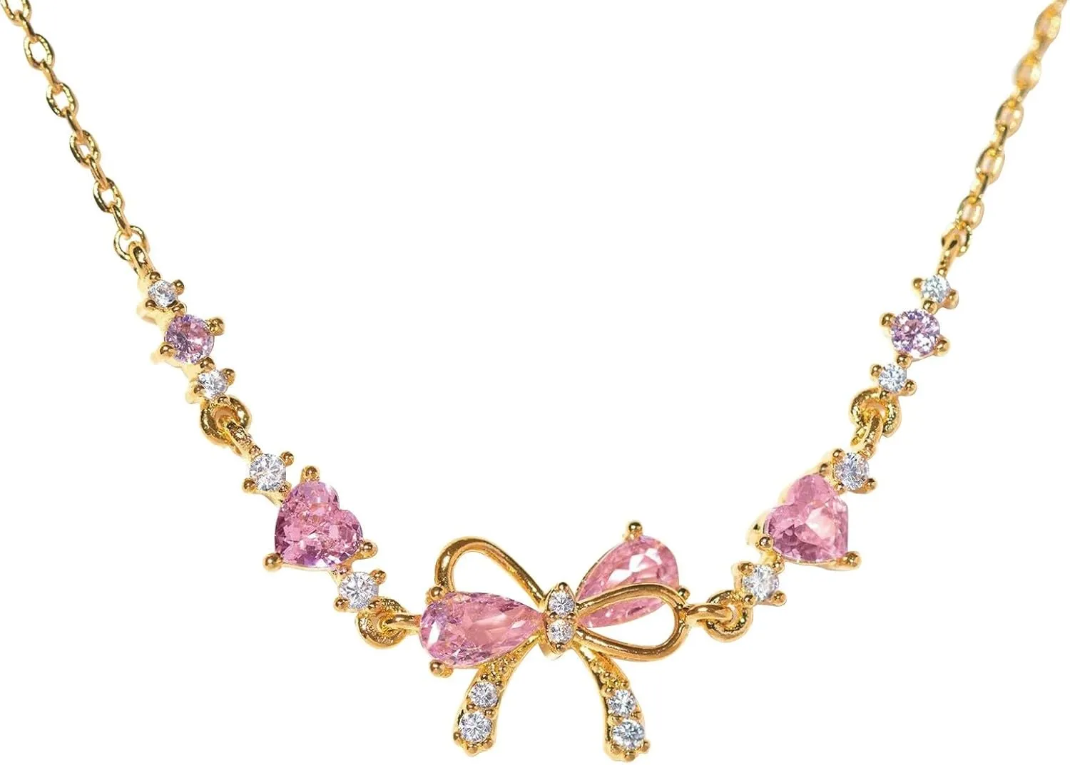 Bow Zircon Bracelet - Friendship is Like a Bow, Adjustable Ribbon Bow Beaded Chain Bracelet, Friendship Bracelets with White Pink Zircon, Women Trendy Bracelet Gift for Her
