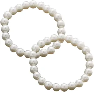 Bracelet 8mm Simple Colorless Round Pearl Beaded Elastic Bracelets 2X Imitation Pearls Stretch Bracelets for Female Jewellery