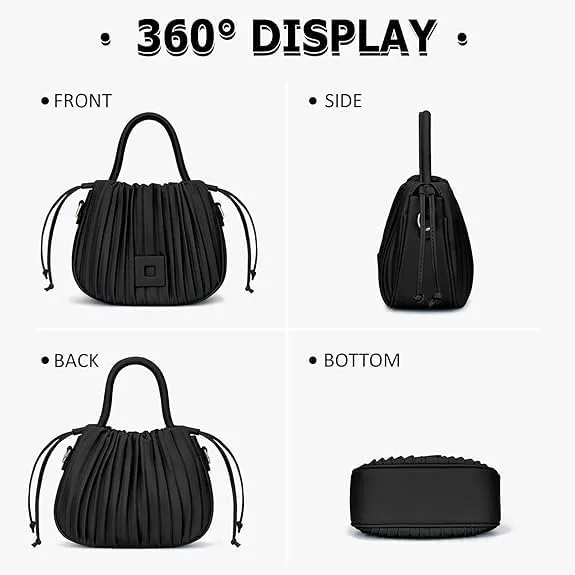 Bucket Bags for Women Drawstring Pleated Shoulder Handbag Hobo Crossbody Bucket Purses