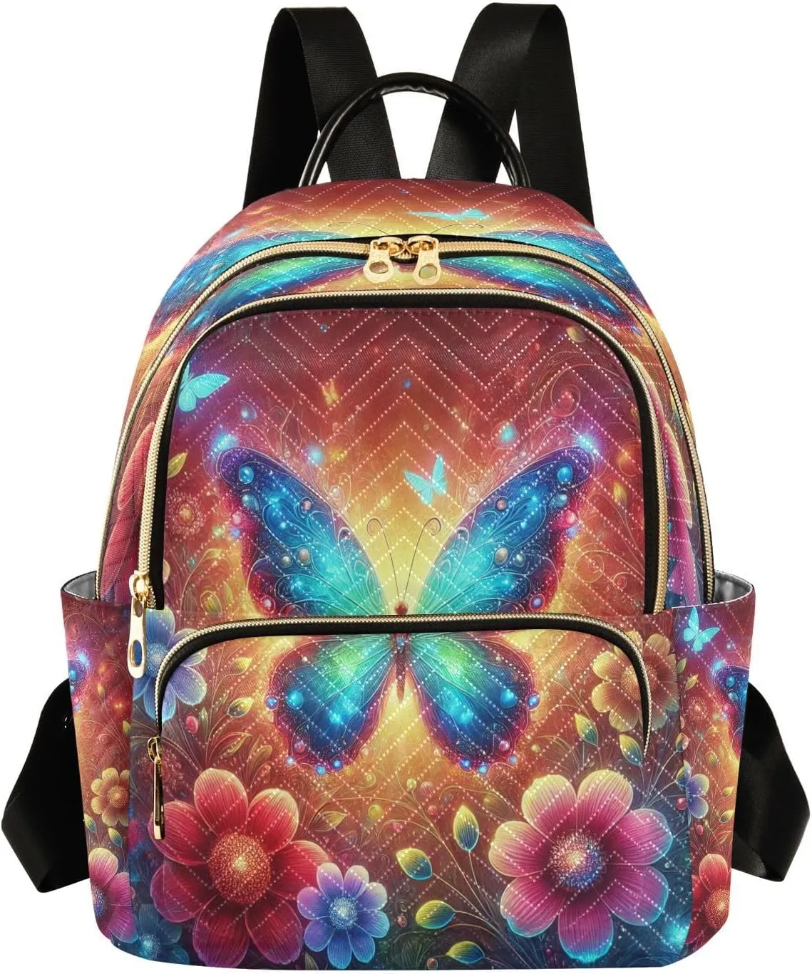 Butterflies Blue Mini Backpack Purse for Women Ladies Travel Shoulder Bags Small Casual Bookbag Quilted Daypack for Work M