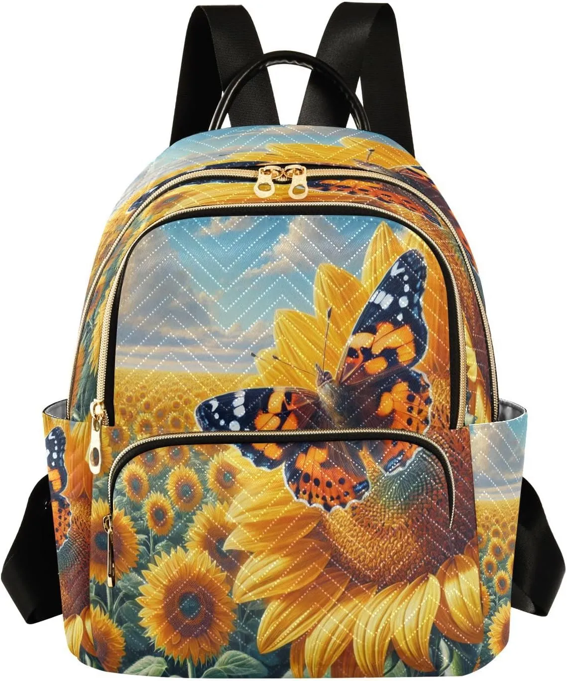 Butterflies Mini Backpack Purse for Women Small Quilted Bookbag Casual Daypack for Work Ladies Travel Shoulder Bags M