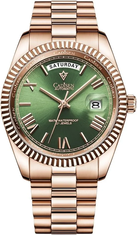 CADISEN Mens Automatic MIYOTA 8285 Mechanical Watch Casual Watches for Men Waterproof Sapphire