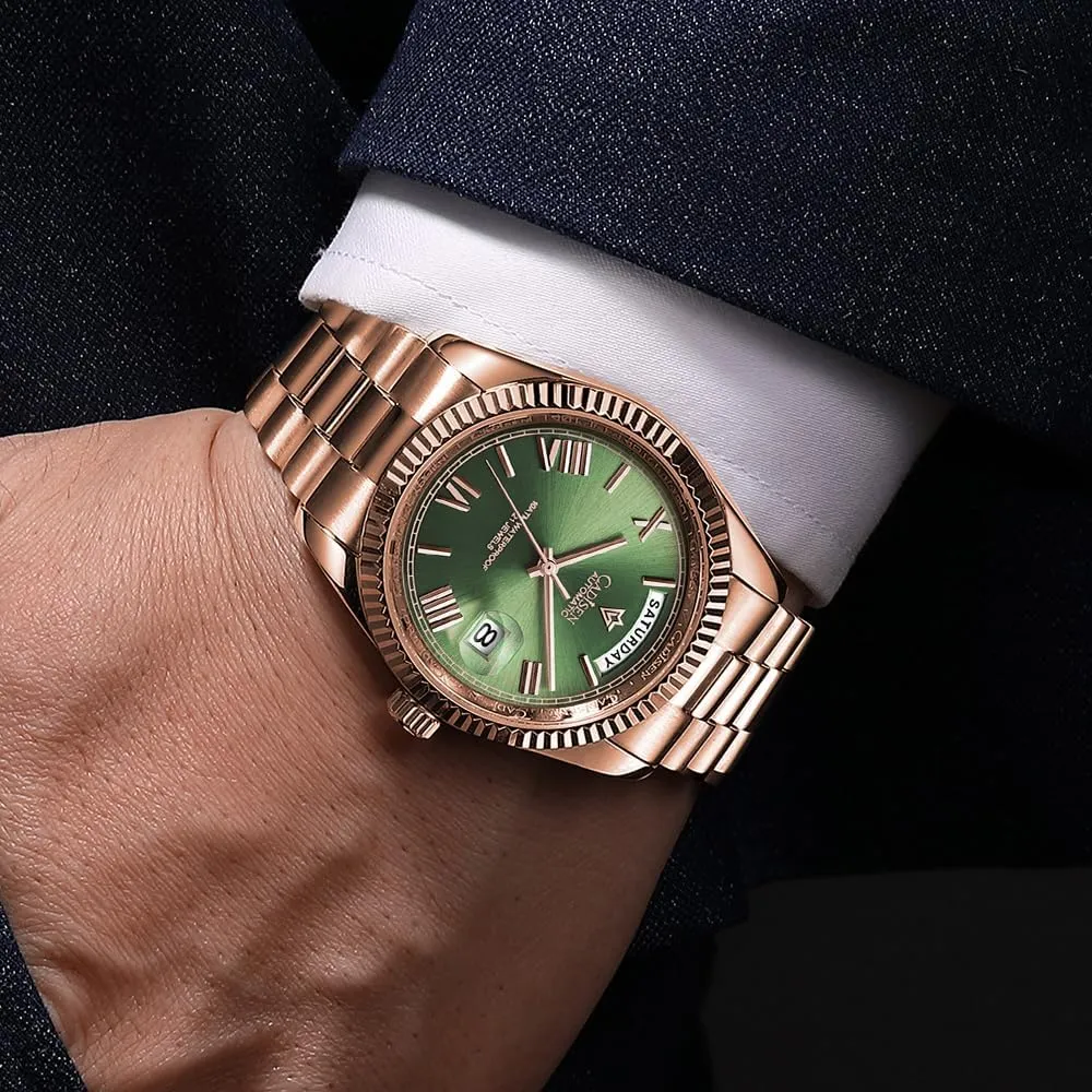 CADISEN Mens Automatic MIYOTA 8285 Mechanical Watch Casual Watches for Men Waterproof Sapphire