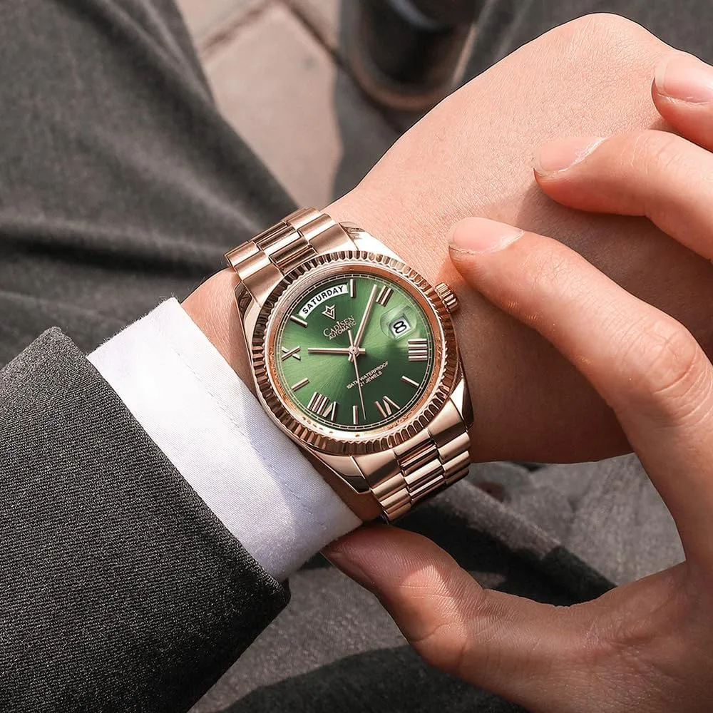 CADISEN Mens Automatic MIYOTA 8285 Mechanical Watch Casual Watches for Men Waterproof Sapphire