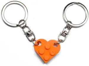 Caiyao 2Pcs Matching Brick Heart Keychain for Couples, Best Friend Heart Keychains Valentines Day Birthday Key Chain