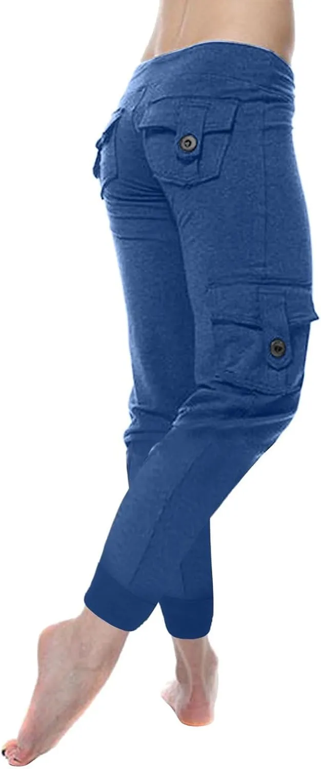 Capri Pants for Women Lightweight Y2k Drawstring Casual High Wasit Stretch Pants Yoga Leggings with Pockets 2025