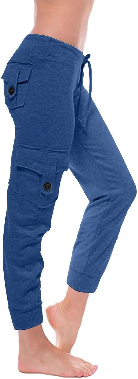 Capri Pants for Women Lightweight Y2k Drawstring Casual High Wasit Stretch Pants Yoga Leggings with Pockets 2025