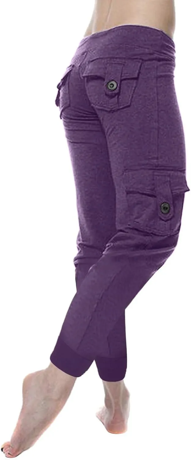 Capri Pants for Women Lightweight Y2k Drawstring Casual High Wasit Stretch Pants Yoga Leggings with Pockets 2025