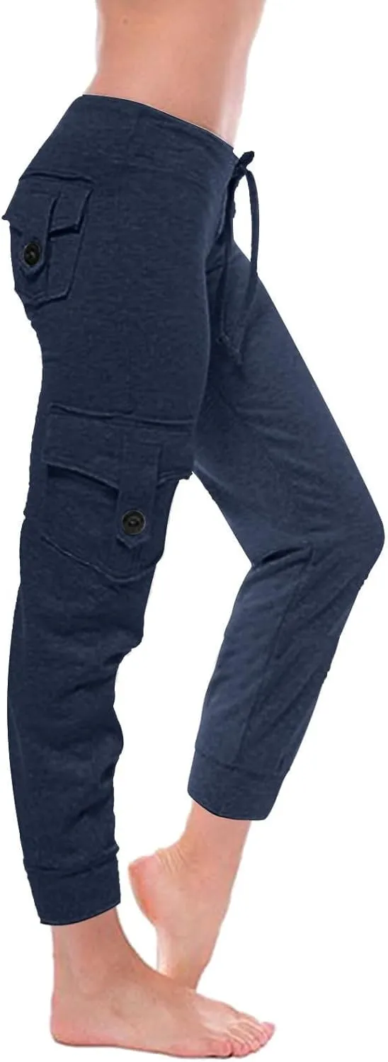 Capri Pants for Women Lightweight Y2k Drawstring Casual High Wasit Stretch Pants Yoga Leggings with Pockets 2025
