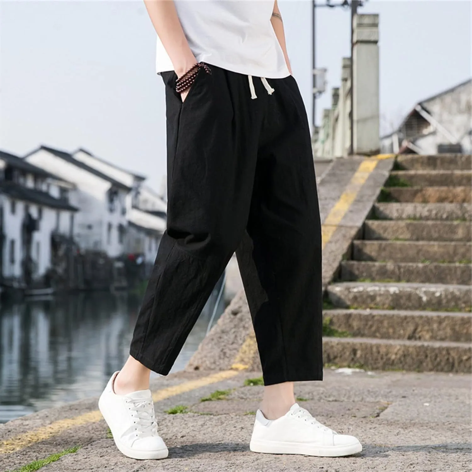 Cargo Pants for Men Baggy Athletic Sweatpant Winter Drawstring Workout Jogger Pants Men Sweatpants Men's Basic Active