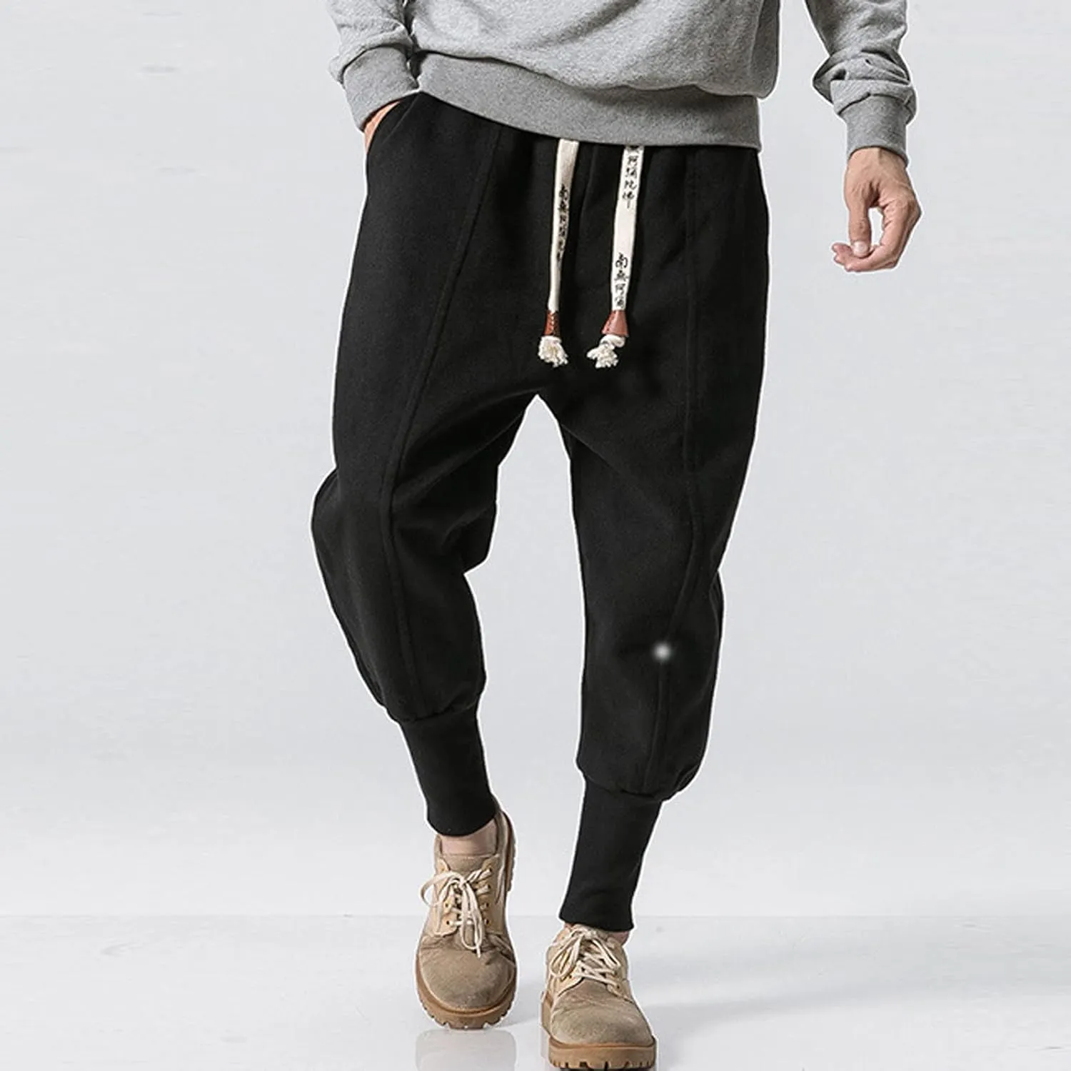 Cargo Pants for Men Relaxed Fit Mens Cargo Pants Waist Solid Color Pants Pocket Loose Fleece Casual Pants Men Fashion