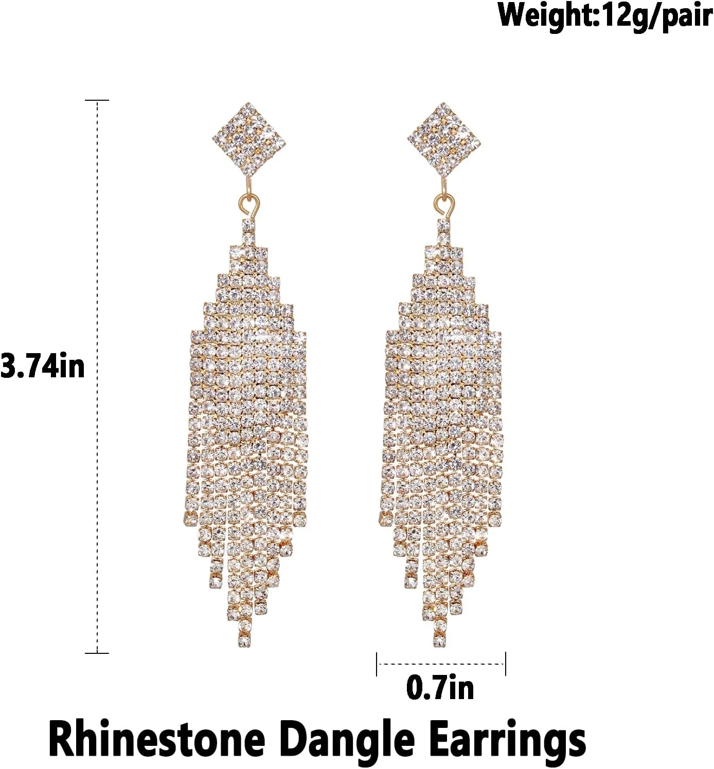 Chandelier Tassel Linear Dangle Drop Earrings for Women Rhinestone Earring Austrian Crystal Wedding Party Boho Long Chain
