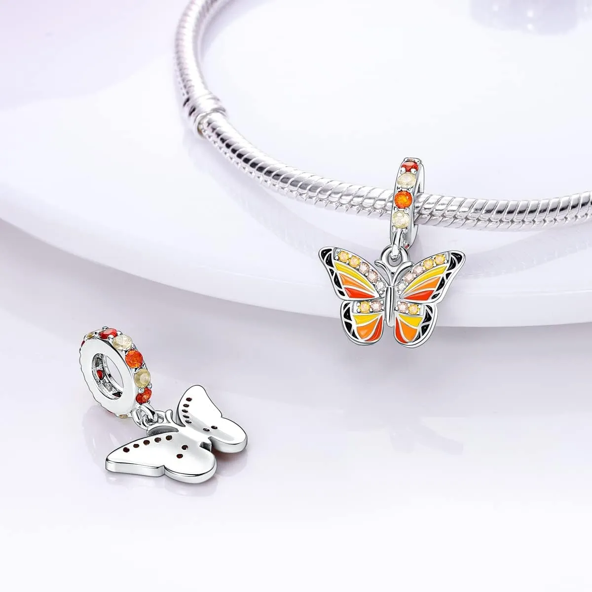 Charms Compatible with Pandora Bracelets, Sterling Silver Dangle Charms for Bracelets Necklaces Heart Butterfly Animal Travel Sunflower Moon Tree Kawaii Kitty Cute Cat Pendants Bead DIY Charm