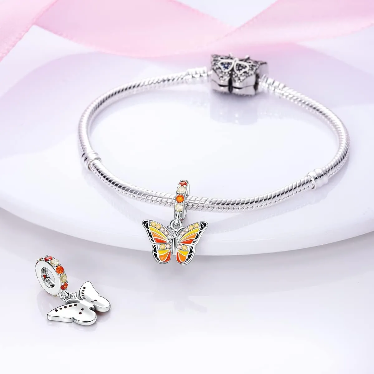 Charms Compatible with Pandora Bracelets, Sterling Silver Dangle Charms for Bracelets Necklaces Heart Butterfly Animal Travel Sunflower Moon Tree Kawaii Kitty Cute Cat Pendants Bead DIY Charm