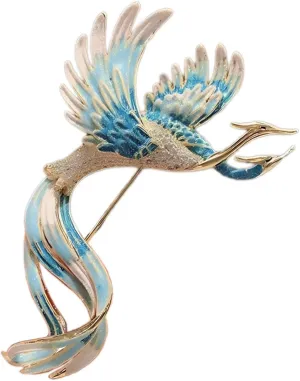 Chinese Phoenix Brooch for Women, Exquisite Vintage Enamel Boutonniere, Elegant Coat and Suit Pendant Necklace