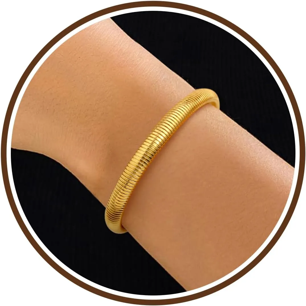 Chunky Gold Bracelet Gold Cuff Bangle Bracelets for Women Non Tarnish Teen Girl Gifts Trendy Stuff Wide Hinged Irregular Twisted Bangle Christmas Stocking Stuffers Minimalist Birthday Anniversary Jewelry
