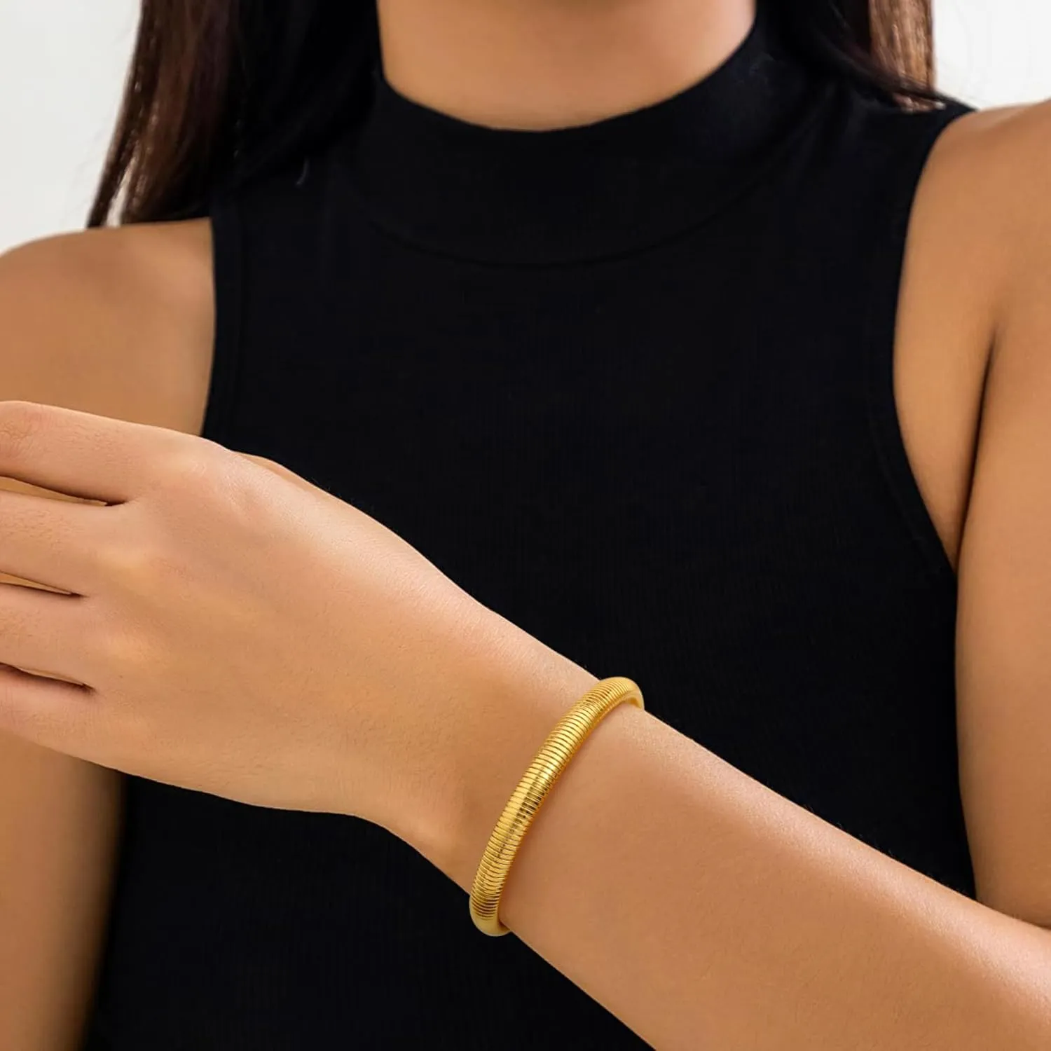 Chunky Gold Bracelet Gold Cuff Bangle Bracelets for Women Non Tarnish Teen Girl Gifts Trendy Stuff Wide Hinged Irregular Twisted Bangle Christmas Stocking Stuffers Minimalist Birthday Anniversary Jewelry