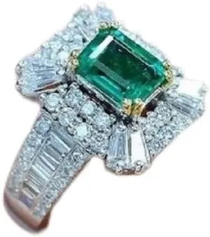 CHWLNJN Luxury Jewelry 925 Sterling Silver Emerald Ring Shiny Complete CZ Diamond Ring Cubic Exquisite Cut CZ Diamond Female Ring Anniversary Eternal Engagement Wedding Ring (7)
