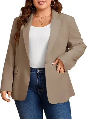 Cicy Bell Womens Plus Size Casual Blazers Lapel Long Sleeve Work Office Suit Jackets Open Front Curvy Blazers