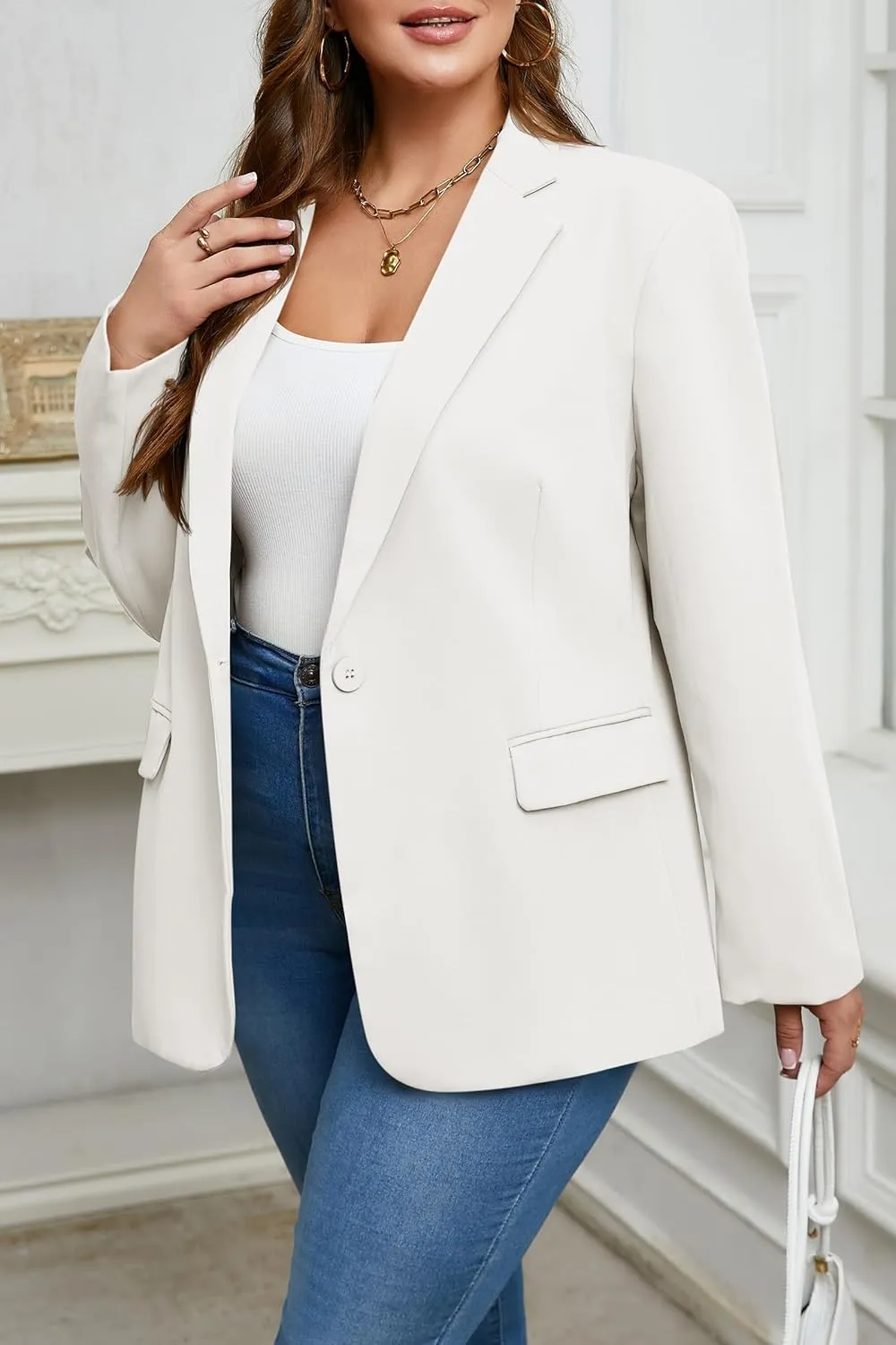 Cicy Bell Womens Plus Size Casual Blazers Lapel Long Sleeve Work Office Suit Jackets Open Front Curvy Blazers