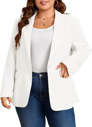 Cicy Bell Womens Plus Size Casual Blazers Lapel Long Sleeve Work Office Suit Jackets Open Front Curvy Blazers