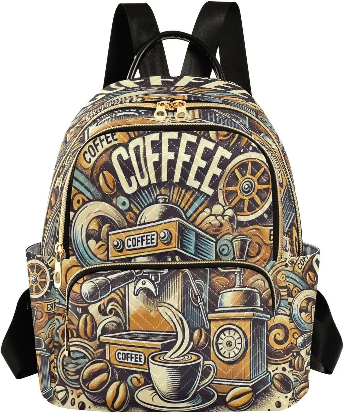 Coffee Machine Mini Backpack Purse for Women Ladies Shoulder Bags for Work Small Casual Bookbag Quilted Travel Daypack M
