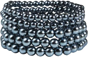 COLORFUL BLING Imitation Pearl Stackable Bracelets Set for Women Beaded Stretch Strand Bracelets Bridal Bridesmaid Dancing Party Jewelry