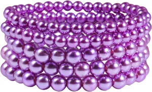 COLORFUL BLING Imitation Pearl Stackable Bracelets Set for Women Beaded Stretch Strand Bracelets Bridal Bridesmaid Dancing Party Jewelry