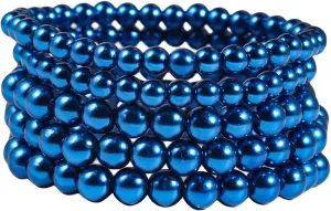 COLORFUL BLING Imitation Pearl Stackable Bracelets Set for Women Beaded Stretch Strand Bracelets Bridal Bridesmaid Dancing Party Jewelry