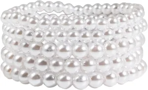 COLORFUL BLING Imitation Pearl Stackable Bracelets Set for Women Beaded Stretch Strand Bracelets Bridal Bridesmaid Dancing Party Jewelry