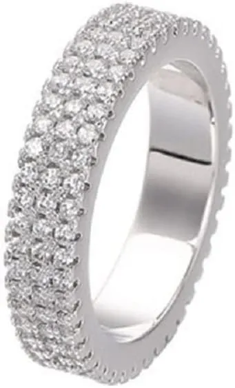 COLORFUL BLING Three Rows Rhinestone Elegant Imitation Ring Personality Jewelry Gift Birthday Anniversary for Women
