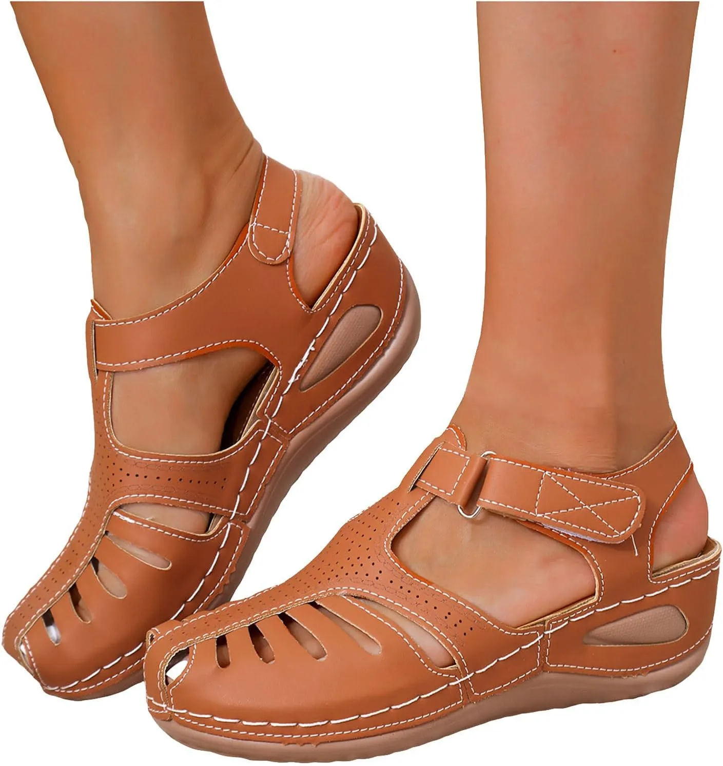 Comfortable Orthopedic Sandals Sandals For Women Closed Toe Platform Wedge Casual Sandal With Arch Support Hollow Out
