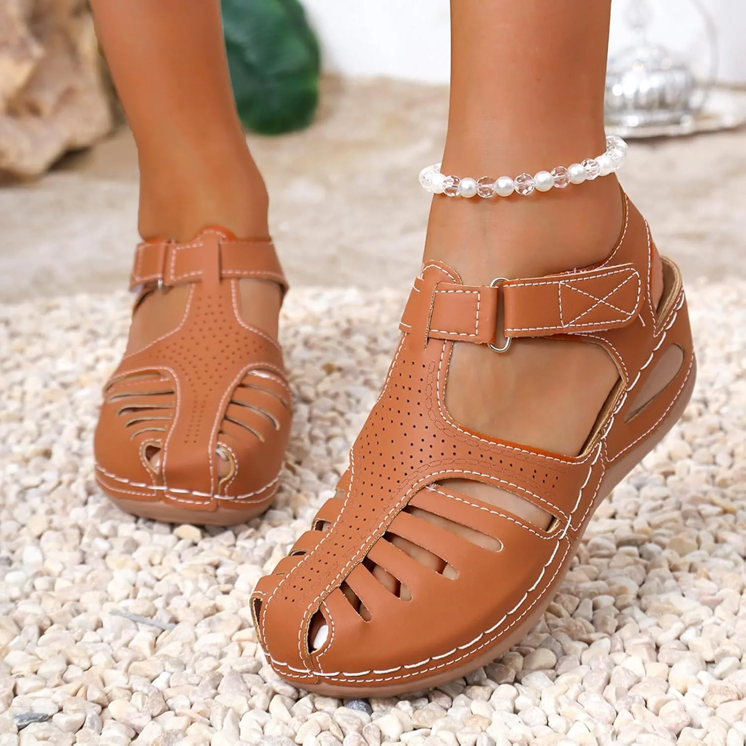 Comfortable Orthopedic Sandals Sandals For Women Closed Toe Platform Wedge Casual Sandal With Arch Support Hollow Out
