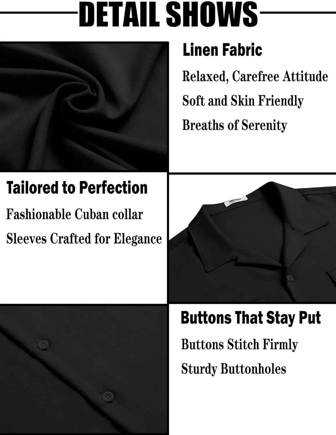 COOFANDY Men's Linen Short Sleeve Button Down Shirt Casual Cuban Collar Summer Beach Shirts Vacation Essentials