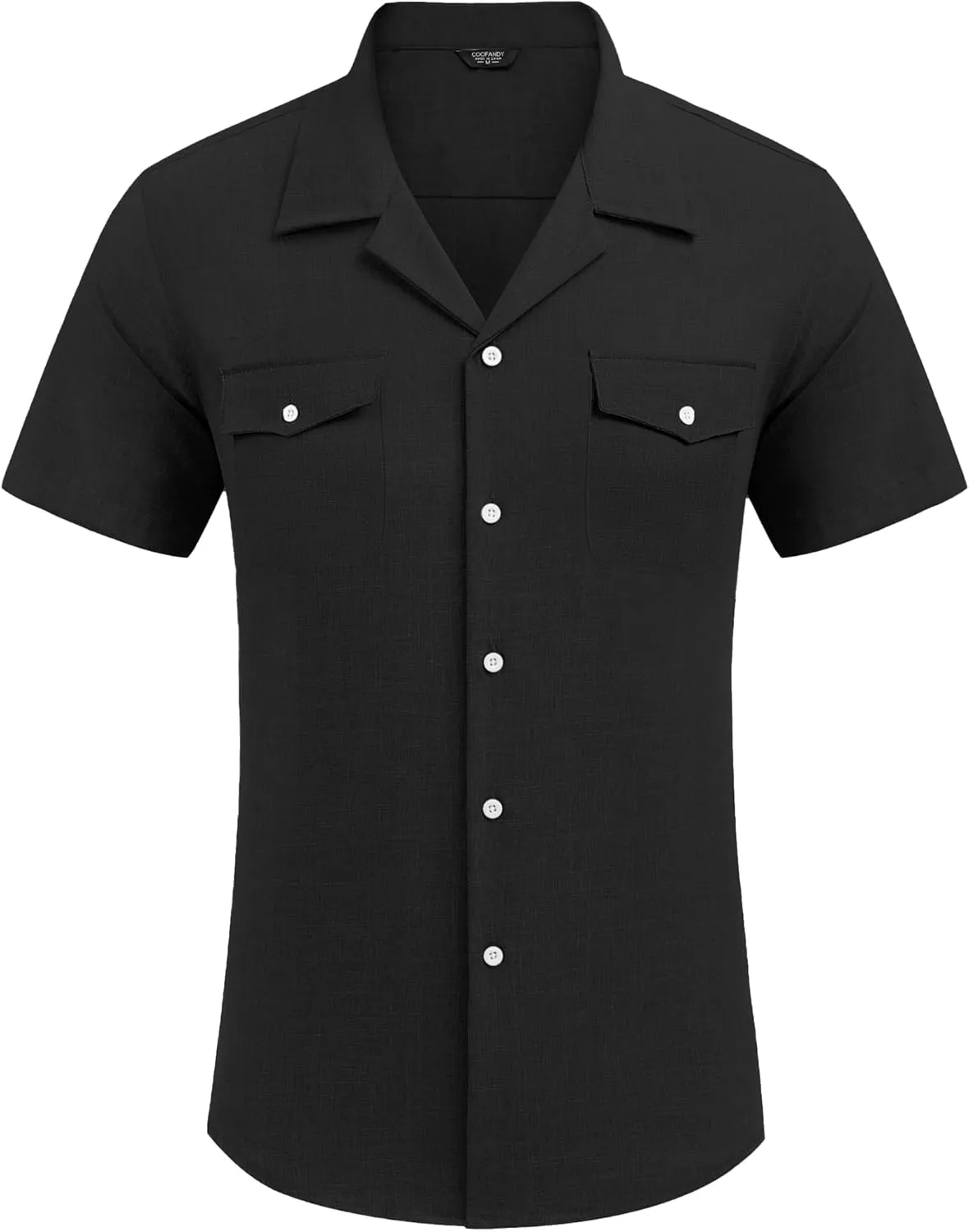 COOFANDY Men's Linen Short Sleeve Button Down Shirt Casual Cuban Collar Summer Beach Shirts Vacation Essentials